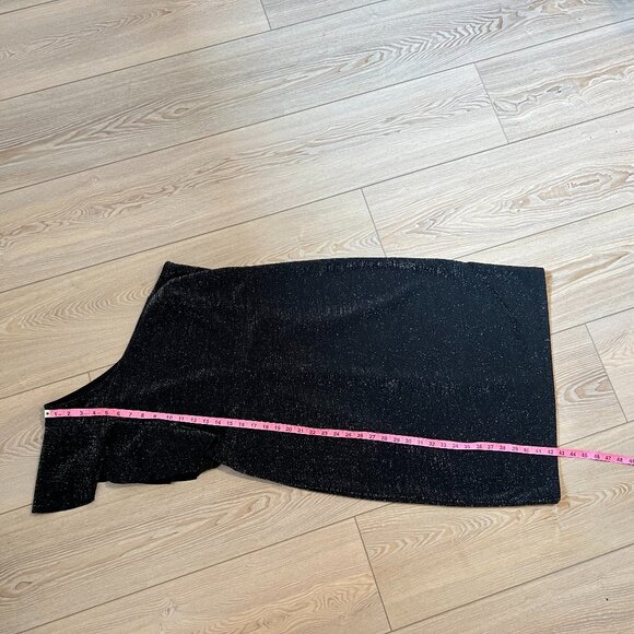 ✨🖤Riki's Black Sparkly One-Shoulder Cocktail Dress - Ruffle Detail size 14 🖤✨ - Picture 7 of 11